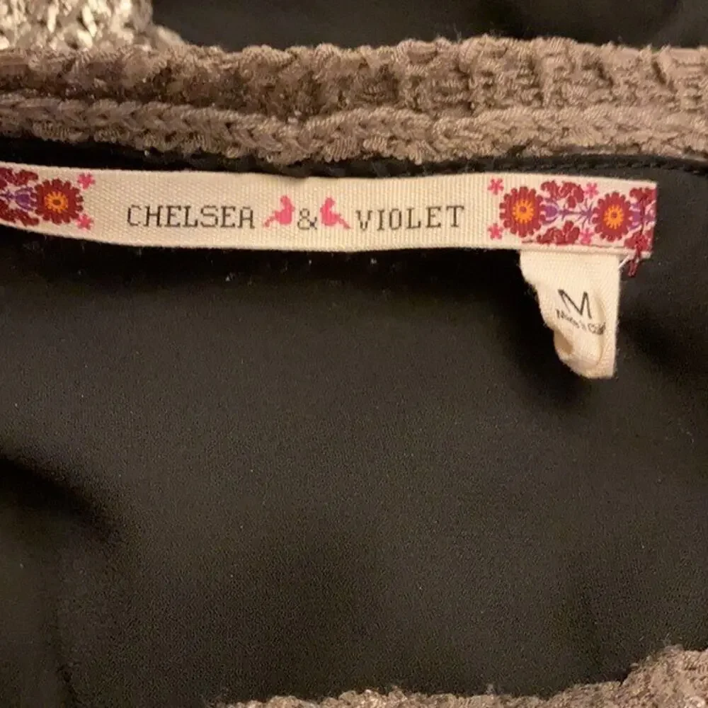 Chelsea Violet Sweater Tunic Womens Medium Knite Metallic Sparkle NYE Lined‎